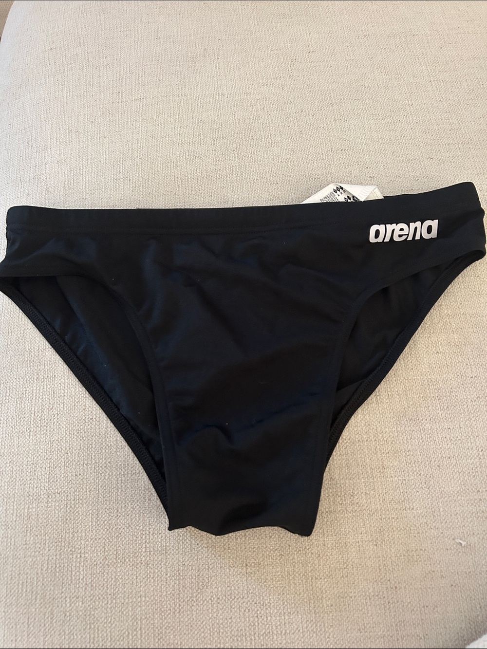 Arena Men's Solid Brief Swimsuit, Black/White, size 34, NWT